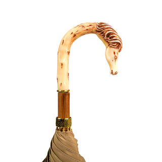 Cream luxury men's wind resistant gold plated Italian umbrella canopy detail