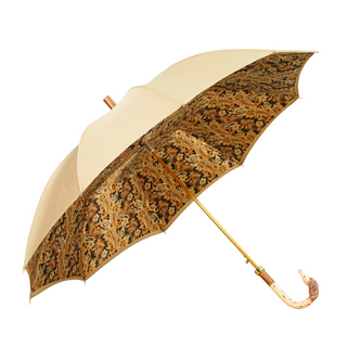 Cream luxury men's wind resistant gold plated Italian umbrella side view