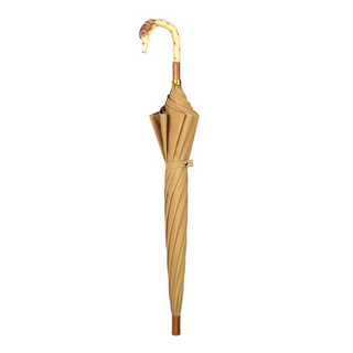 Cream luxury men's wind resistant gold plated Italian umbrella close-up