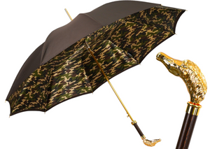 Luxury 24K gold handle automatic carbon fiber frame handmade Italian men's umbrella front