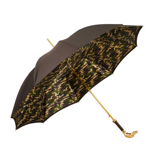 Luxury 24K gold handle automatic carbon fiber frame handmade Italian men's umbrella side
