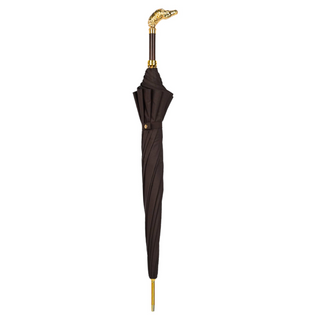 Luxury 24K gold handle automatic carbon fiber frame handmade Italian men's umbrella close-up