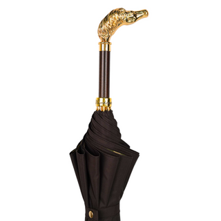 Luxury 24K gold handle automatic carbon fiber frame handmade Italian men's umbrella canopy