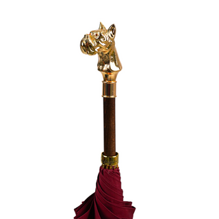 Luxury burgundy automatic 24K gold dog head handle men's Italian umbrella open