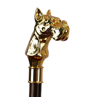Luxury burgundy automatic 24K gold dog head handle men's Italian umbrella detail