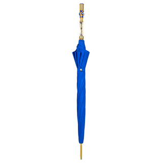 Luxury blue carbon fiber crystal handle handmade Italian men's umbrella close-up