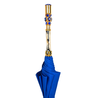 Luxury blue carbon fiber crystal handle handmade Italian men's umbrella top
