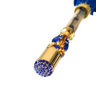 Luxury blue carbon fiber crystal handle handmade Italian men's umbrella detail
