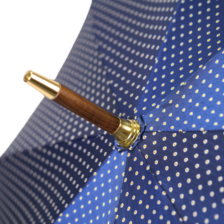 Designer blue leather handle beechwood shaft handcrafted Italian umbrella top