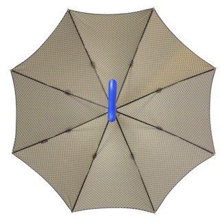 Designer blue leather handle beechwood shaft handcrafted Italian umbrella back