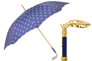 Men's luxury lily pattern gold plated handle handmade Italian umbrella front