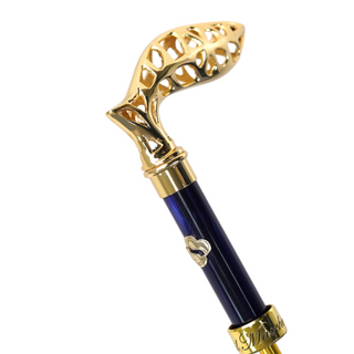 Men's luxury lily pattern gold plated handle handmade Italian umbrella detail