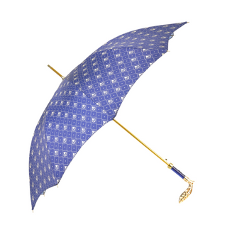 Men's luxury lily pattern gold plated handle handmade Italian umbrella side