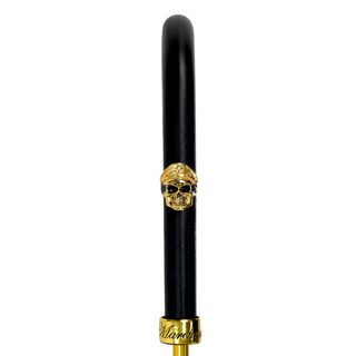 Luxury skull black gold damask leather handle 24K gold Italian umbrella detail