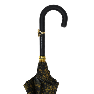Luxury skull black gold damask leather handle 24K gold Italian umbrella canopy