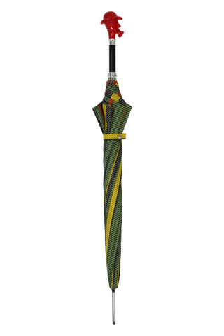 Gentleman's striped automatic Sherlock Holmes handle carbon fiber Italian umbrella close-up