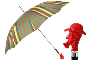 Gentleman's striped automatic Sherlock Holmes handle carbon fiber Italian umbrella front