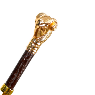 Luxury striped 24K gold handle handmade Italian men's umbrella top view