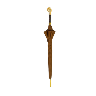 Luxury striped 24K gold handle handmade Italian men's umbrella close-up
