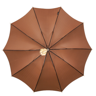 Luxury striped 24K gold handle handmade Italian men's umbrella detail