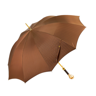 Luxury striped 24K gold handle handmade Italian men's umbrella open canopy