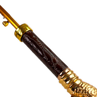 Luxury striped 24K gold handle handmade Italian men's umbrella back view