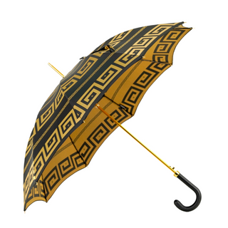 Italian leather handle fiber carbon Greek design men's umbrella side view