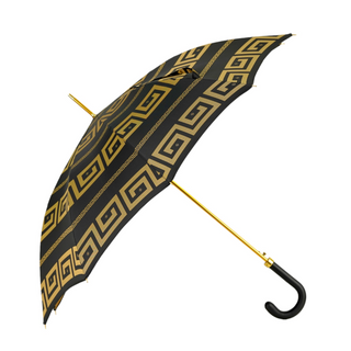 Italian leather handle fiber carbon Greek design men's umbrella back view