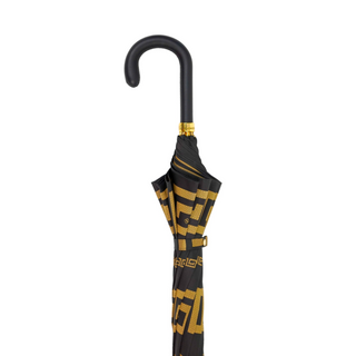 Italian leather Greek design carbon fiber ribs gold accents handmade umbrella canopy