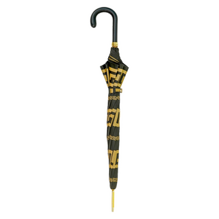 Italian leather handle fiber carbon Greek design men's umbrella close-up