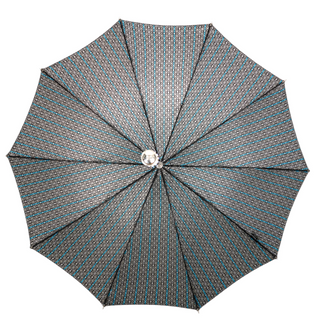 Men's jacquard silver-plated handle carbon fiber ribs Italian umbrella detail