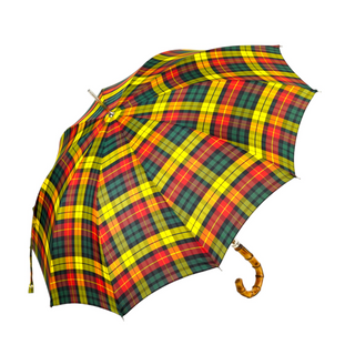 Tartan bamboo handle wind resistant carbon fiber ribs Italian umbrella open