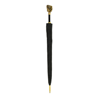 Men's premium gold plated automatic black jacquard canopy Italian umbrella close-up