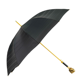 Men's premium gold plated automatic black jacquard canopy Italian umbrella side