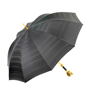 Men's premium gold plated automatic black jacquard canopy Italian umbrella open
