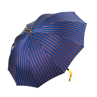 Blue bordeaux striped gold snake handle luxury men's Italian umbrella open canopy