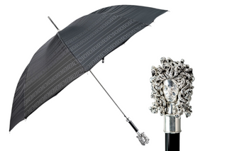 Silverplated Medusa Greek pattern automatic carbon fiber Italian umbrella front