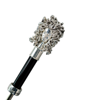 Silverplated Medusa Greek pattern automatic carbon fiber Italian umbrella top