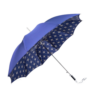 Men's silverplated elegant satin canopy automatic Italian umbrella side view