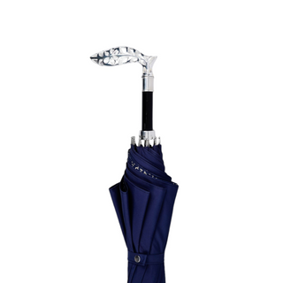 Men's silverplated elegant satin canopy automatic Italian umbrella open canopy