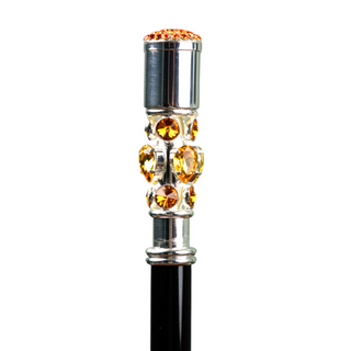 Luxury striped silver plated topaz crystal handle men's Italian umbrella angle