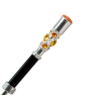 Luxury striped silver plated topaz crystal handle men's Italian umbrella canopy