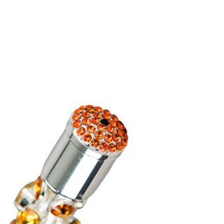 Luxury striped silver plated topaz crystal handle men's Italian umbrella detail