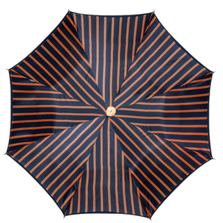 Luxury striped silver plated topaz crystal handle men's Italian umbrella back view