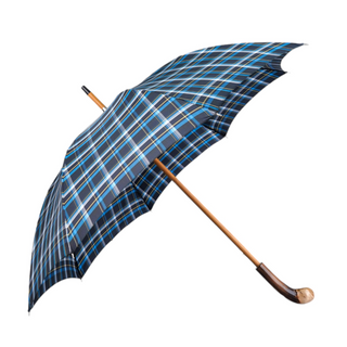 Handcrafted Italian chestnut handle walking stick steel ribs umbrella side view