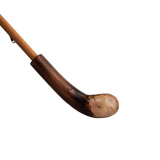 Handcrafted Italian chestnut handle walking stick steel ribs umbrella detail