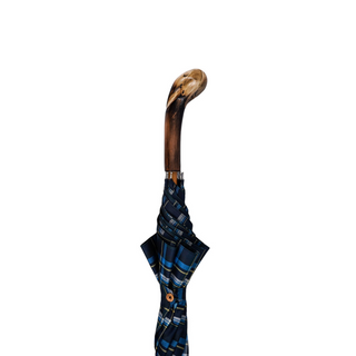Handcrafted Italian chestnut handle walking stick steel ribs umbrella canopy