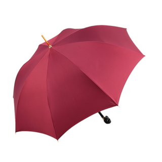 Men's burgundy automatic satin skull handle Italian umbrella open canopy