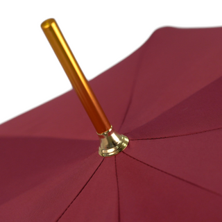 Men's burgundy automatic satin skull handle Italian umbrella top view