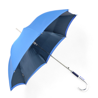 Royal blue satin canopy sapphire handle automatic luxury men's Italian umbrella side